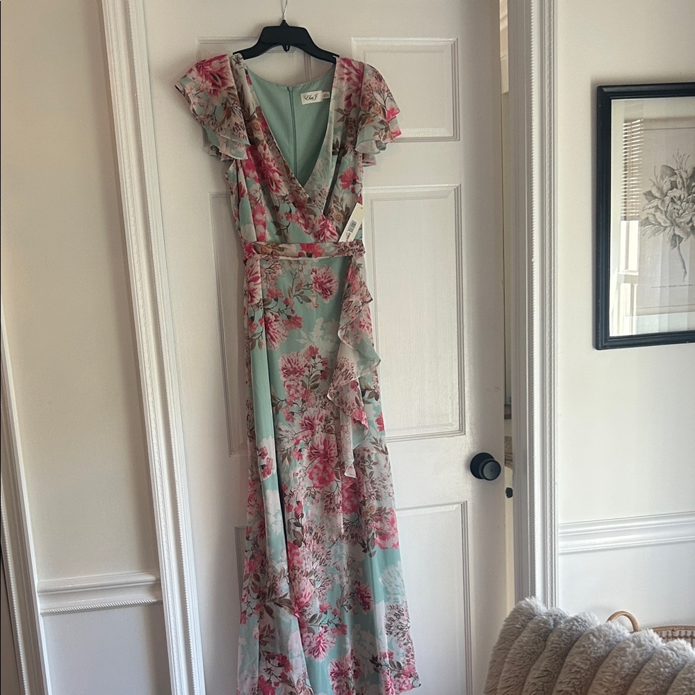 Eliza J Floral Maxi Dress in Pink and Blue